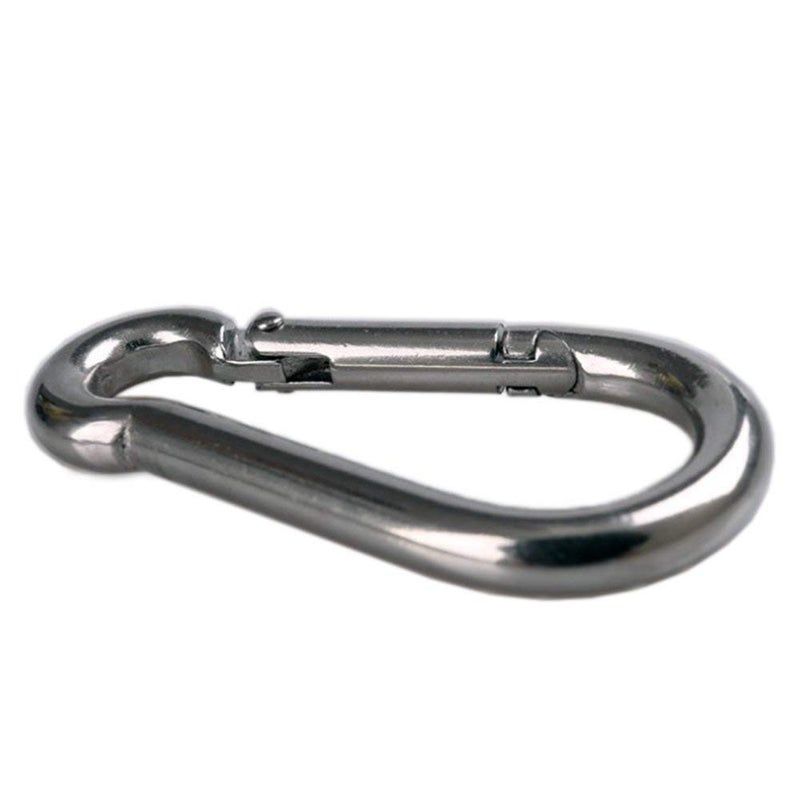 HOMPER 6Pcs M5 304 Stainless Steel Oblong Pad Eye Plate and 6Pcs Carabiner Clips, Marine Hardware Staple Hook Loop with 12 Screws and Plastic Plugs - Image 3